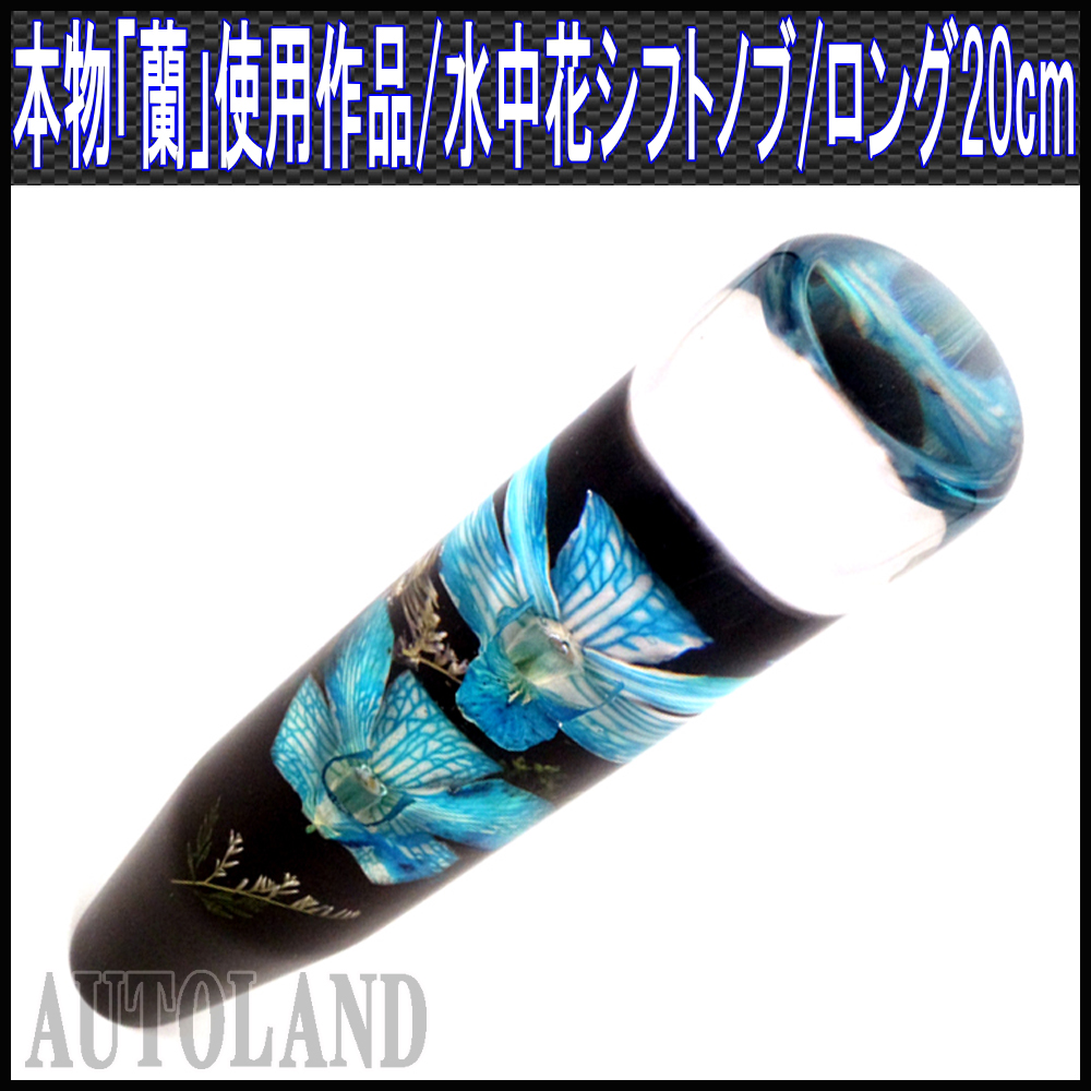 ALTEED / 水中花シフトノブ/本物蘭/生花作品/200mm 20cmロングサイズ/青色