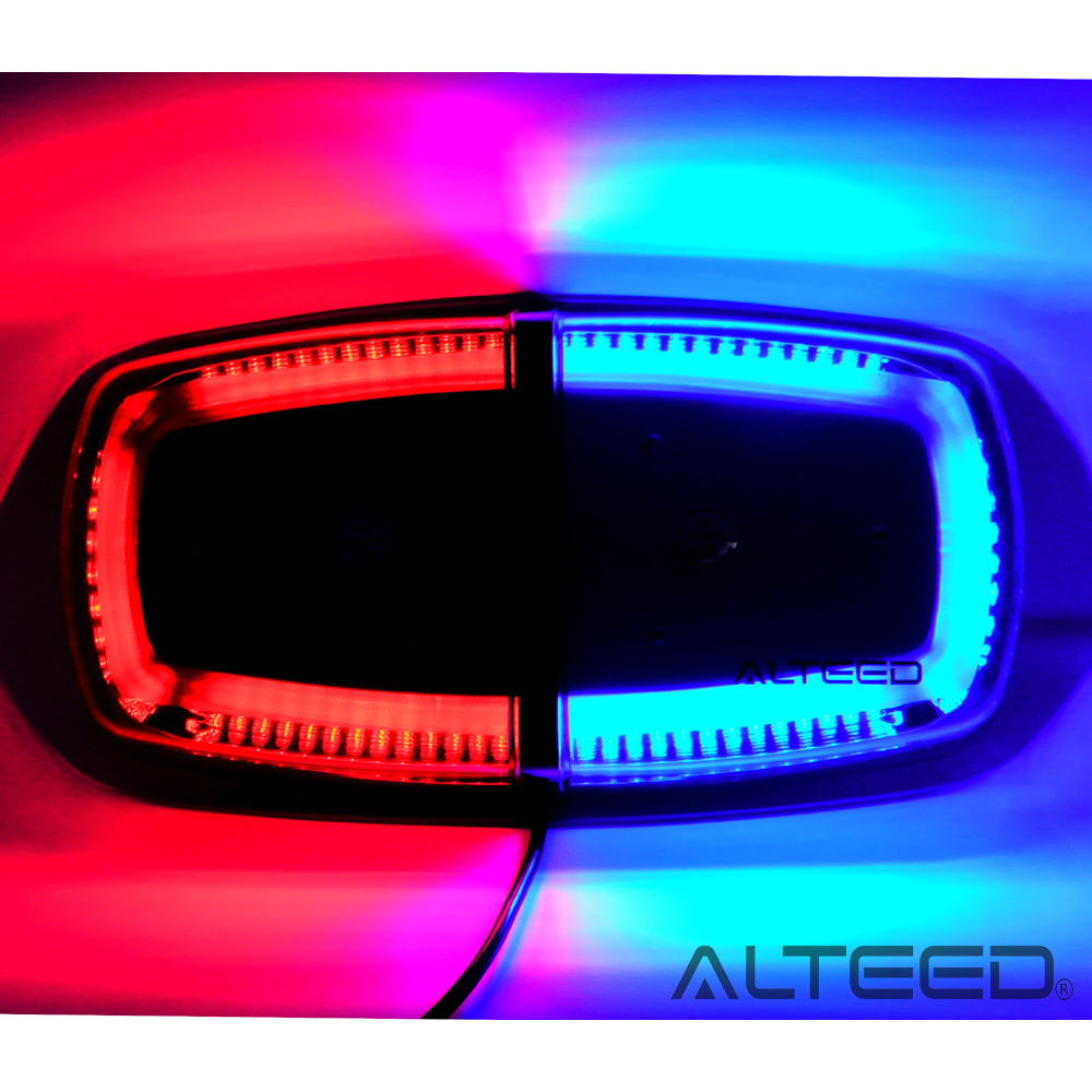 ALTEED / LED回転灯/高照度SMD5730×72発!反射ミラーボディ多重発光視覚/フラッシュライト/パトランプ 12V/24V 赤青発光 赤青色レンズカバー